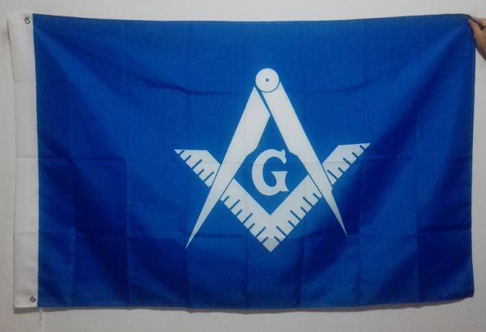 Master Mason Blue Lodge Flag - Blue & White Square & Compass G