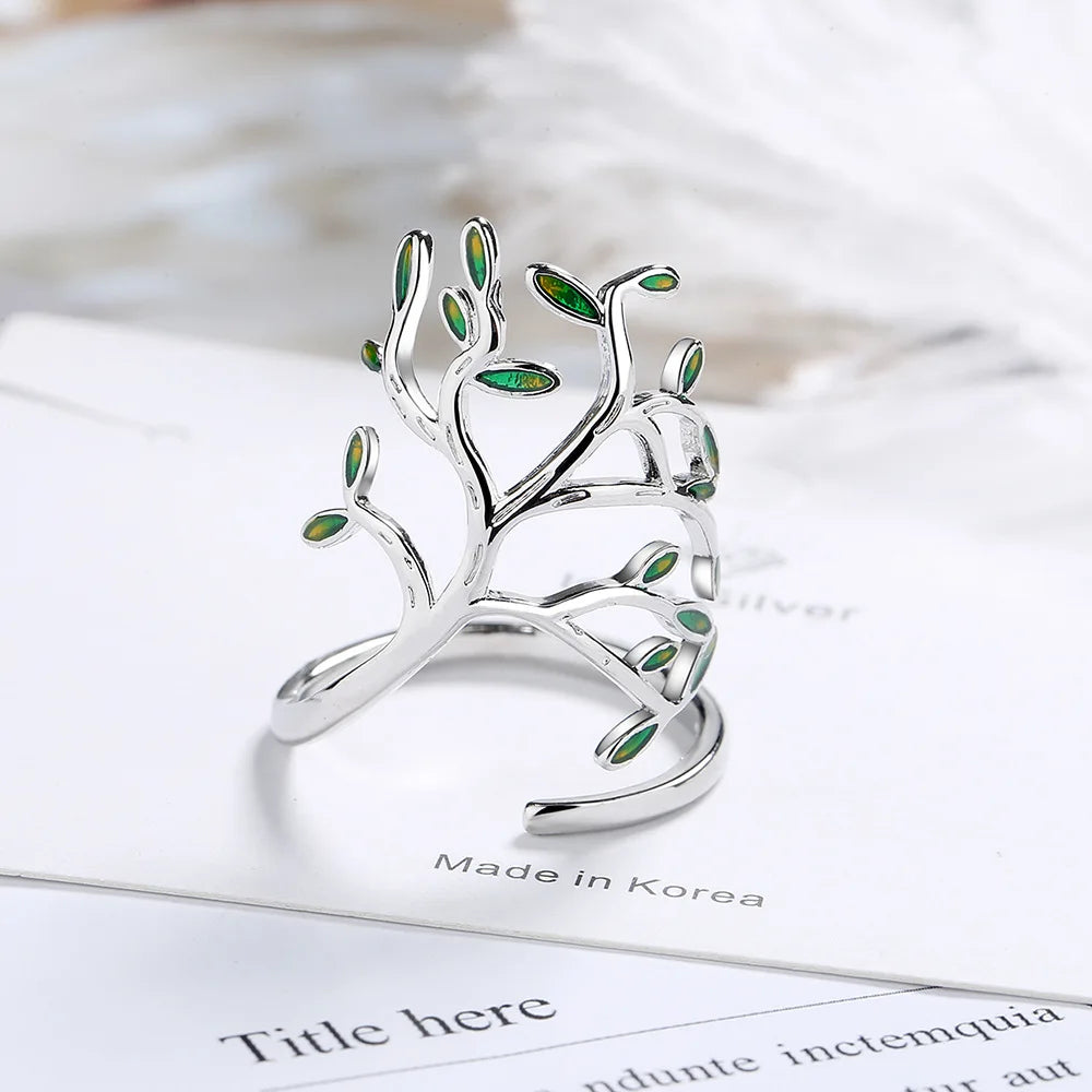 925 Sterling Silver Tree of Life Green  Adjustable Sterling Silver - Bricks Masons