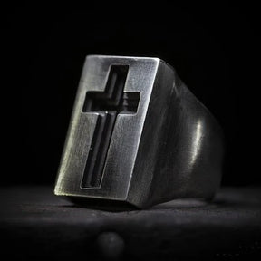 Knights Templar Ring - Stainless Steel Cross - Bricks Masons