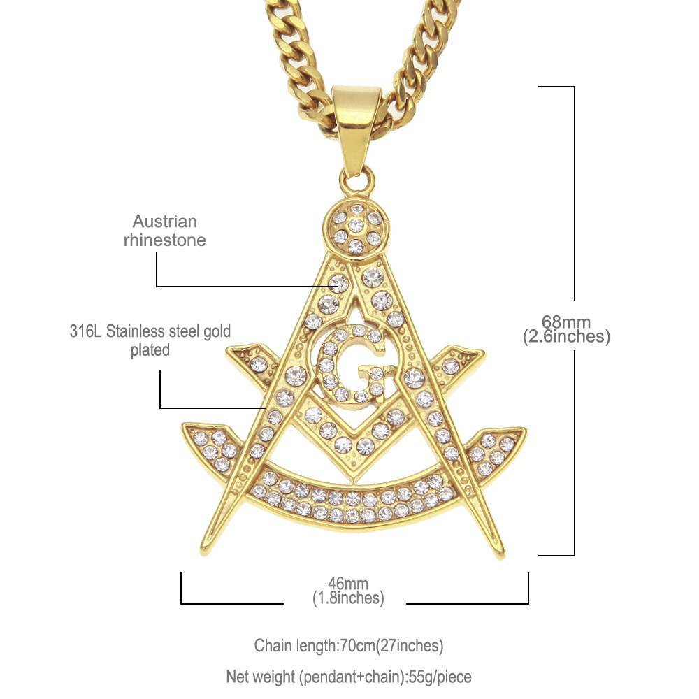 Master Mason Blue Lodge Necklace - Zirconia Stainless Steel