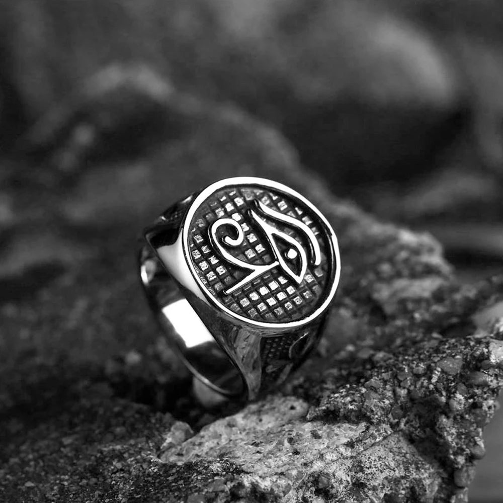 Ancient Egypt Ring - Pharaoh Horus Eye Stainless Steel J - Bricks Masons