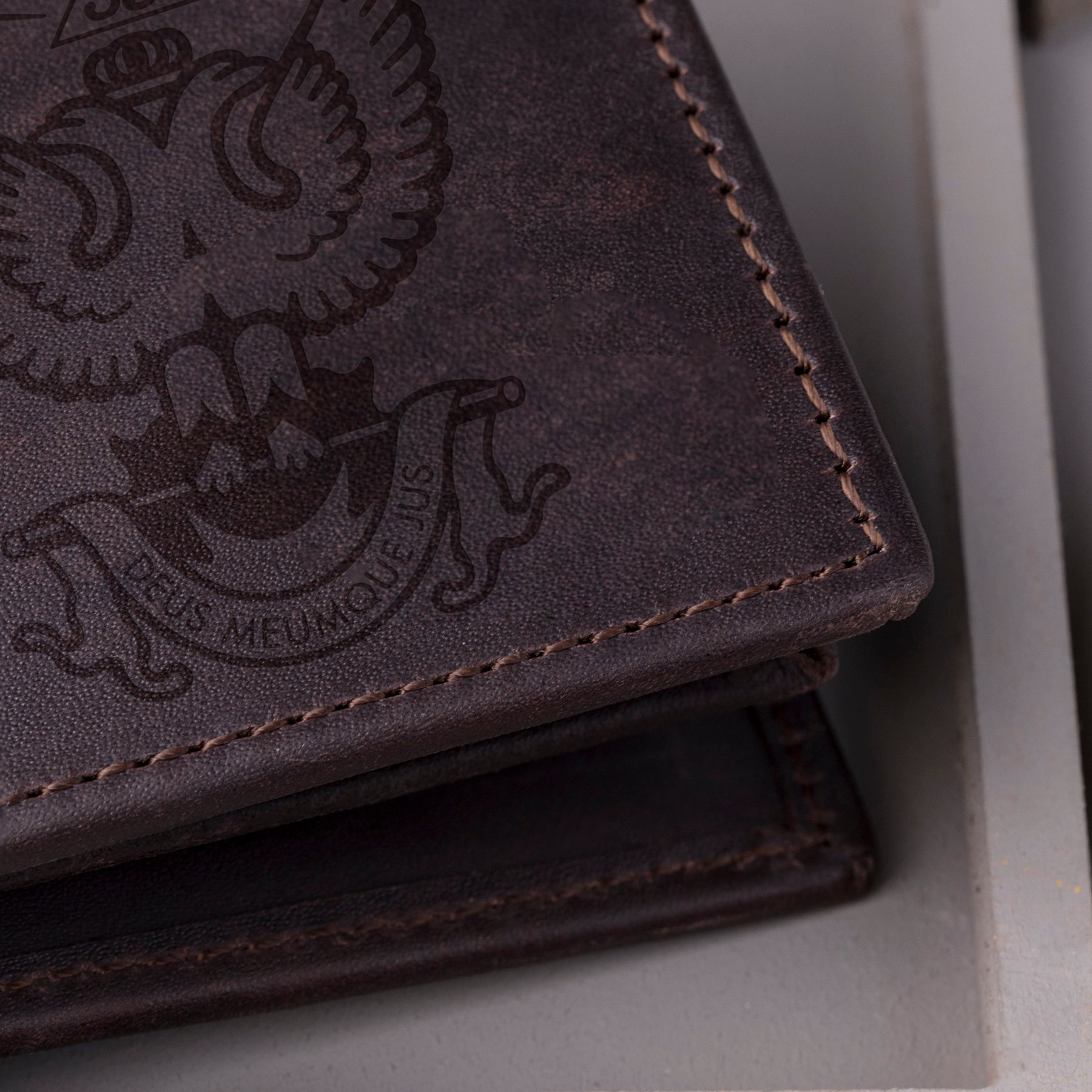 33rd Degree Scottish Rite Wallet - Wings Up Handmade Leather - Bricks Masons