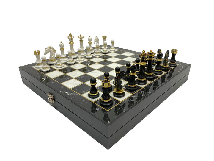 Shriners Chess Set - Black Marble Pattern - Bricks Masons