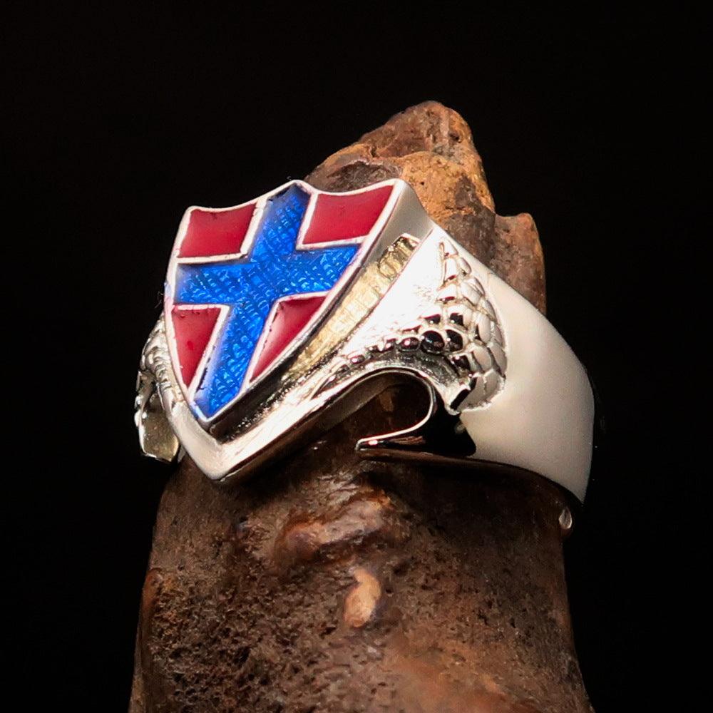 Knights Templar Commandery Ring - Flag of Norway Blue Cross On Red