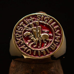 Knights Templar Commandery Ring - Gold & Red Sigillum MilItum XPISTI