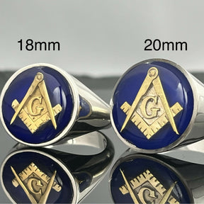 Master Mason Blue Lodge Ring - Blue With Gold Compass - Bricks Masons