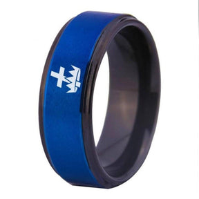 Knights Templar Commandery Ring - Blue Tungsten Personalizable