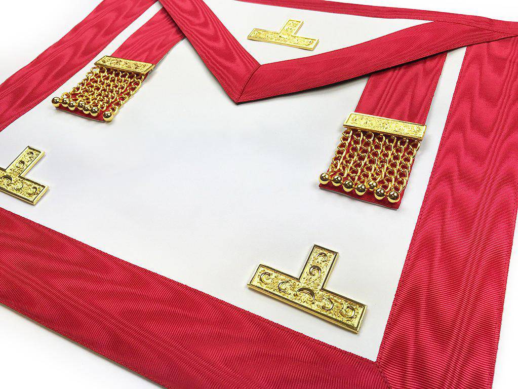 Worshipful Master Scottish Rite Apron - White & Red Moire