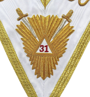 31st Degree Scottish Rite Collar - White Moire - Bricks Masons