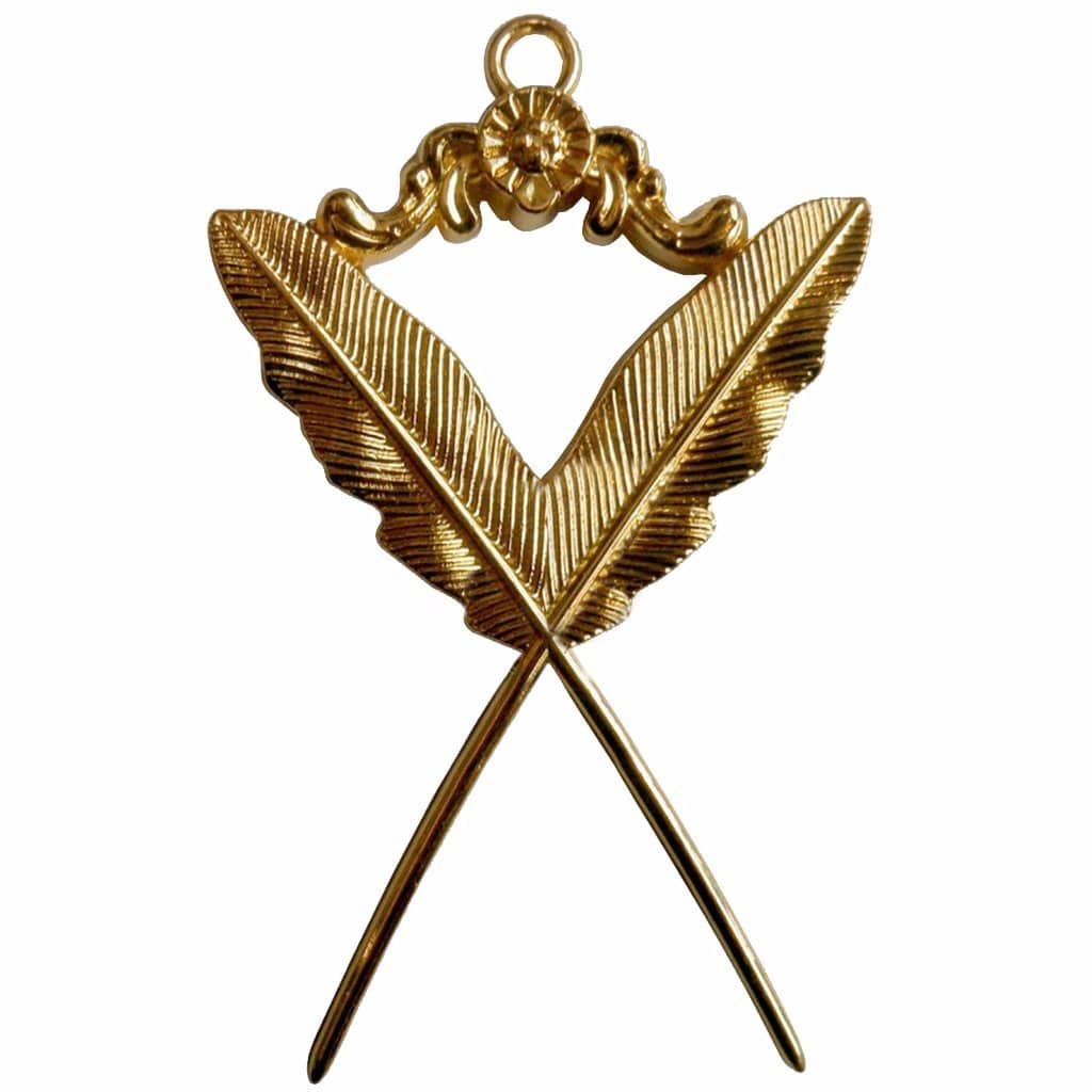 Secretary Blue Lodge Officer Collar Jewel - Gold Metal