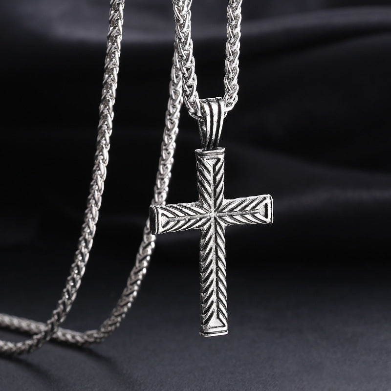 Knights Templar Commandery Necklace - Titanium Steel Silver Cross - Bricks Masons