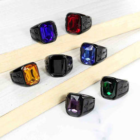 Knights Templar Commandery Ring - Various Colors & Gemstones Stainless Steel Ring - Bricks Masons