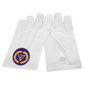 Grand Council Gloves - White Cotton With Purple Patch