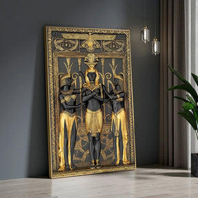 Ancient Egypt Canvas - Black Golden Ancient Egyptian Art Prints 3D Posters Pharaoh - Bricks Masons