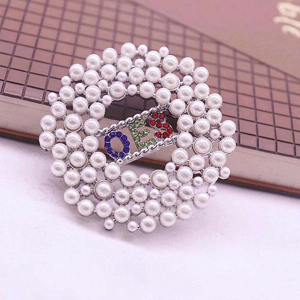 OES Brooch - Order Eastern Star Pearls