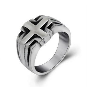 Knights Templar Commandery Ring - Stainless Steel Concise Cross - Bricks Masons