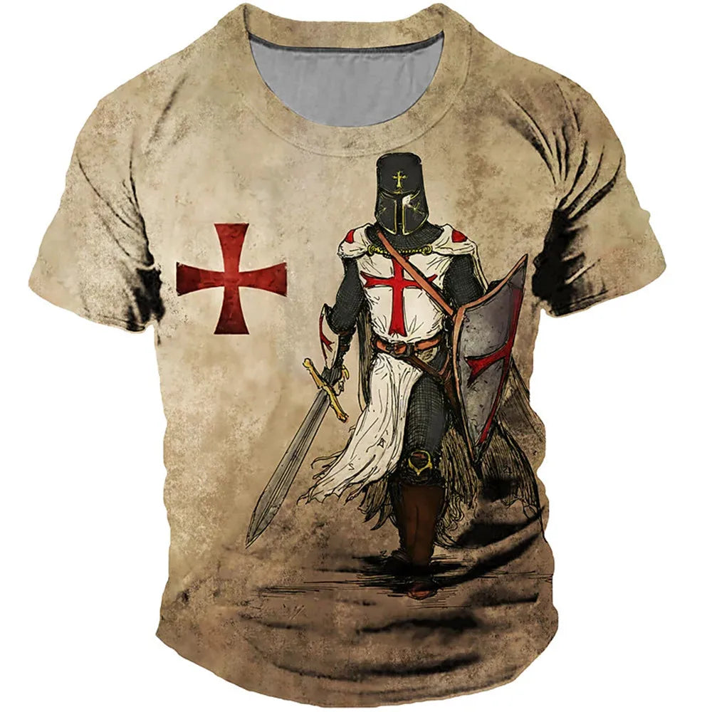 Knights Templar Commandery T-Shirt - Print Oversized Tops Short Sleeve - Bricks Masons