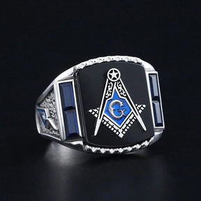 Master Mason Blue Lodge Ring - S&C G Antique Masonic Black or Blue Agate