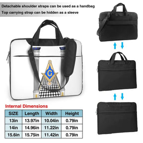 Master Mason Blue Lodge Laptop Bag - Square & Compass With Pillars - Bricks Masons