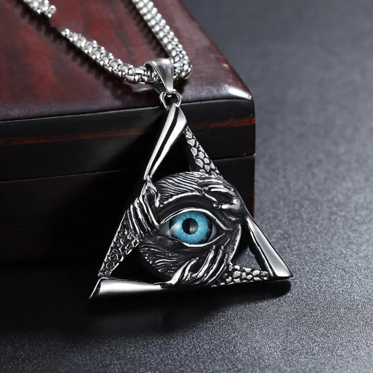 Ancient Egypt Necklace - Eye Of Horus Personalized Triangle Eye - Bricks Masons