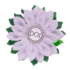 PHA DOI Brooch - White & Green Silk Ribbon Corsage - Bricks Masons