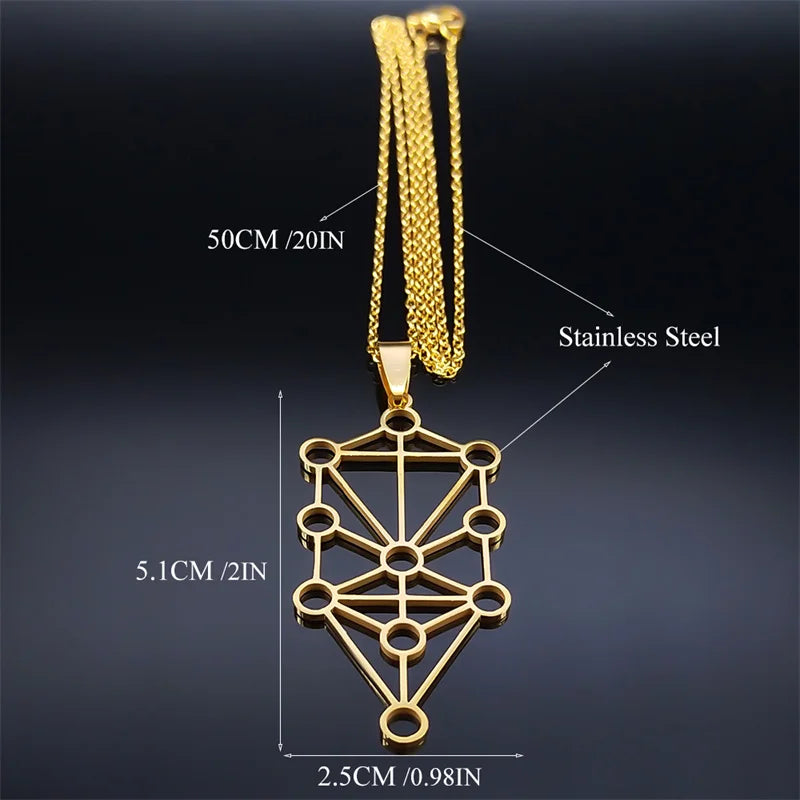 Ancient Israel Necklace - Stainless Steel Gold Color Kabbalah - Bricks Masons