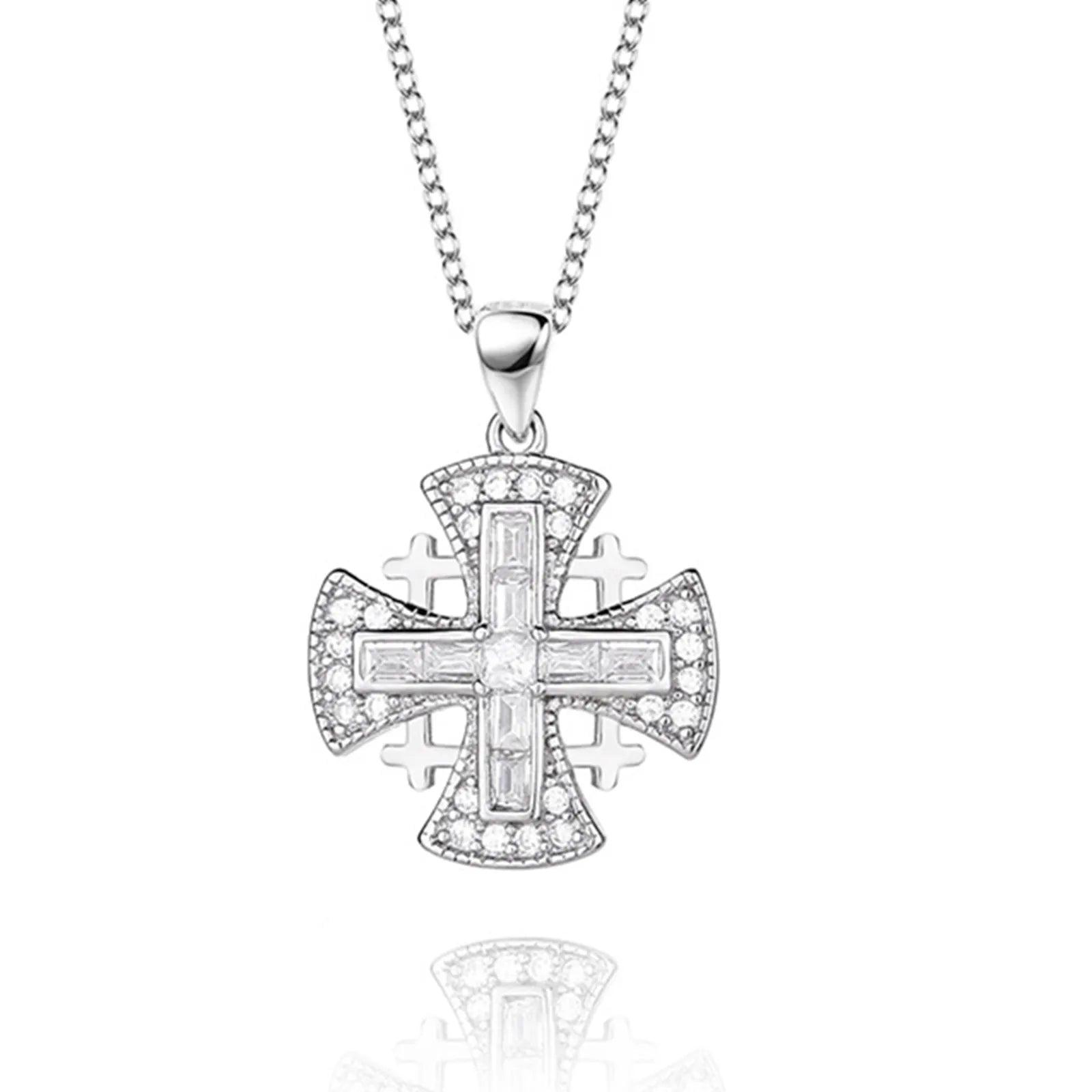 Knights Templar Commandery Necklace - Jerusalem Cross Silver 925 Sterling - Bricks Masons