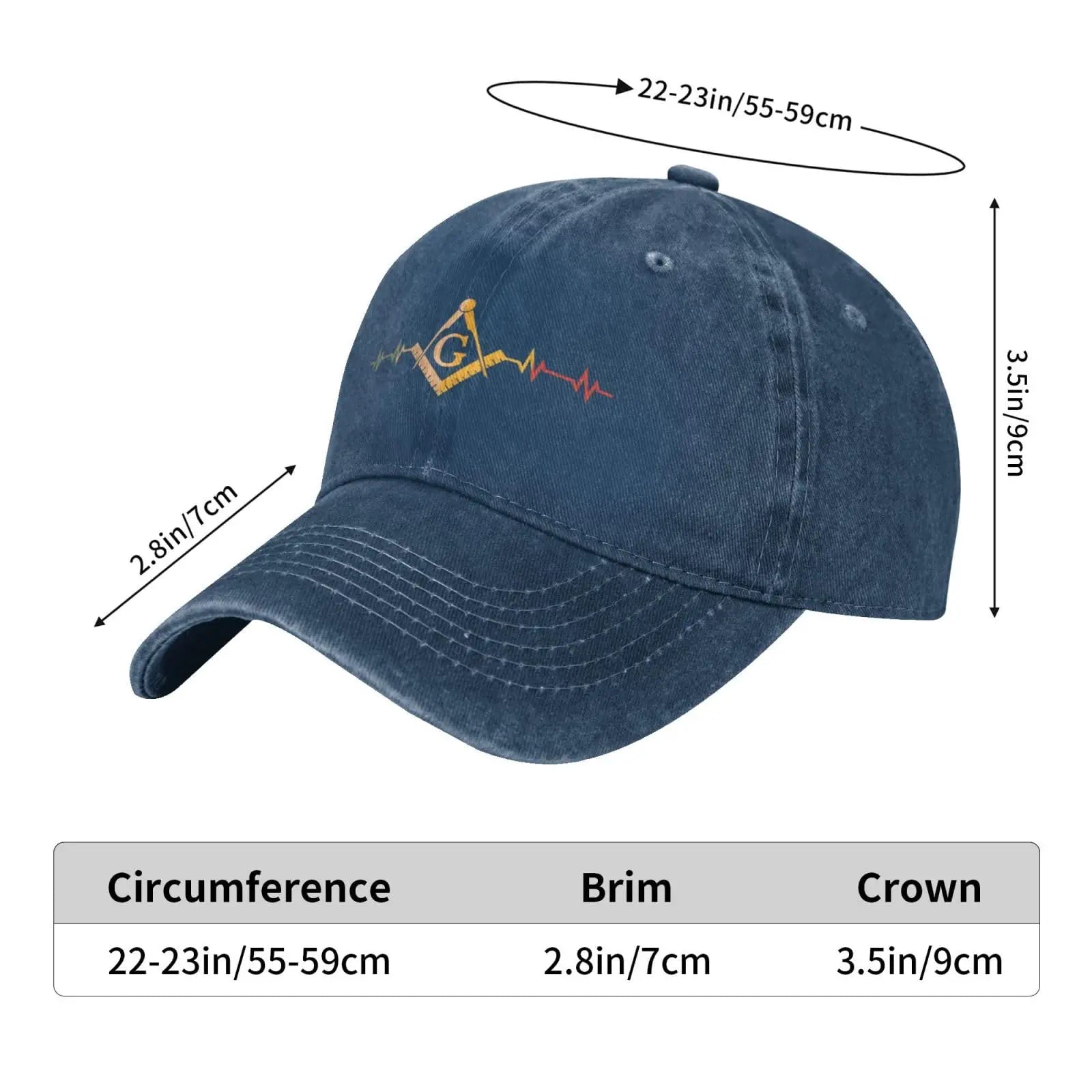 Master Mason Blue Lodge Baseball Cap - Square Compass G Adjustable