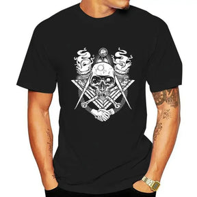 Master Mason Blue Lodge T-Shirt - Skull & Bones Black White Design