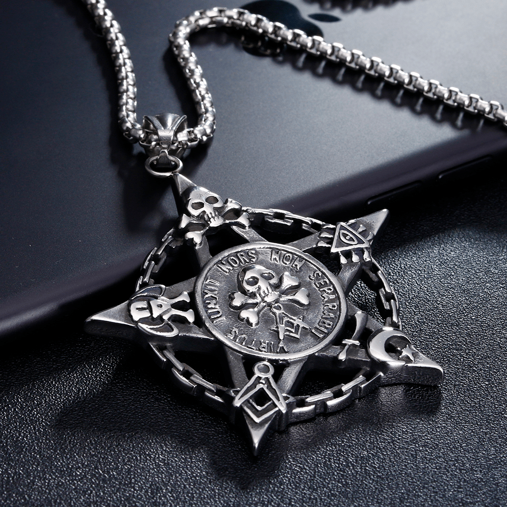 Widows Sons Necklace - Fivepointed Star Skull & Bones