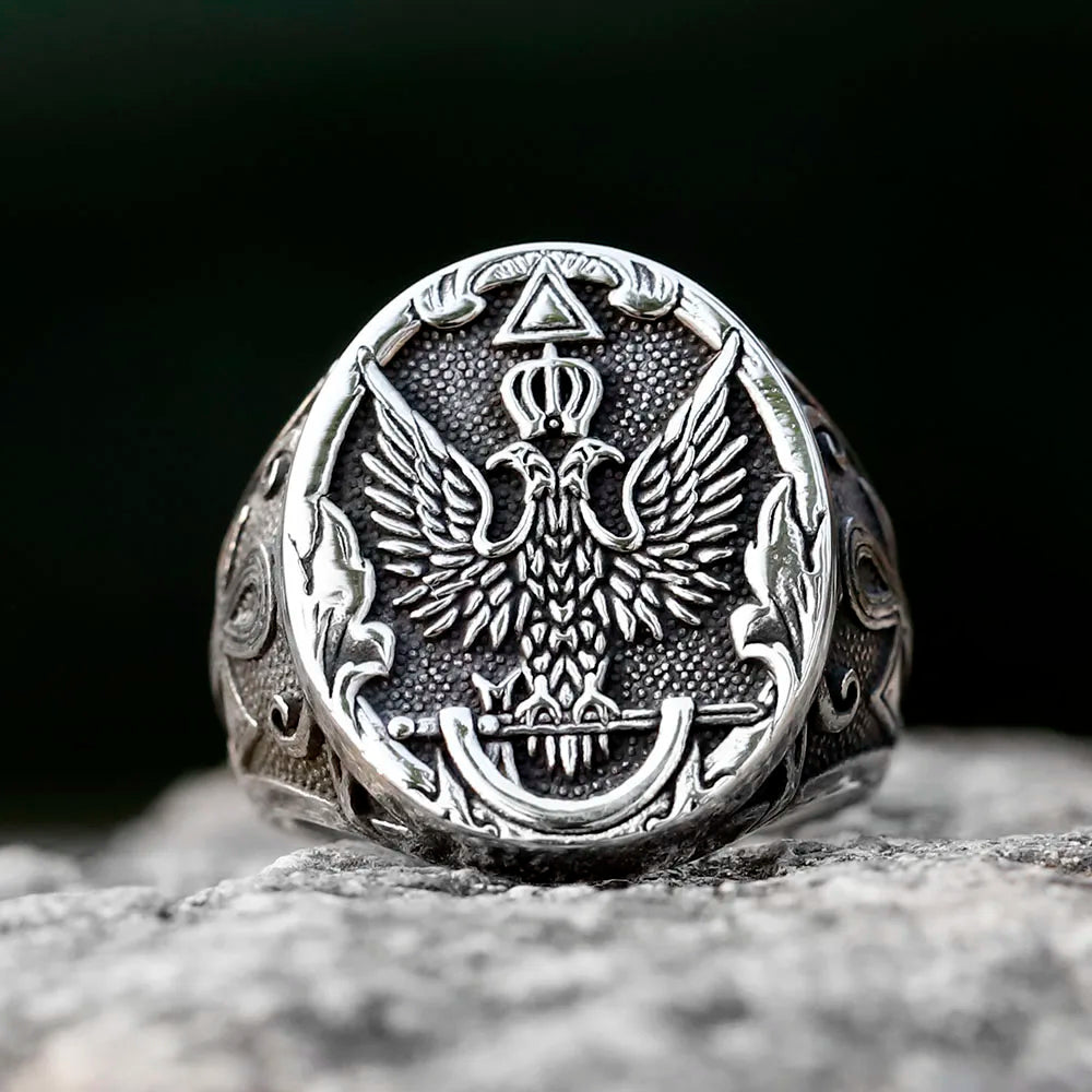 Ancient Egypt Ring - Stainless Steel Eagle - Bricks Masons