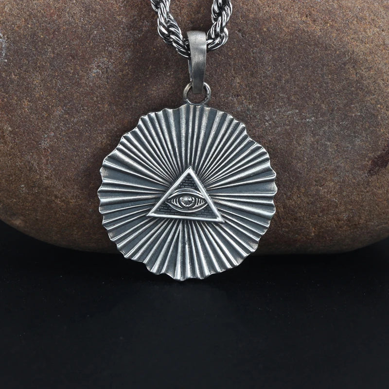 Eye Of Providence Necklace - 925 Sterling Silver 6g - Bricks Masons