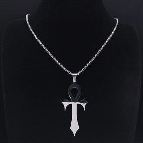 Ankh Cross Amulet Pendant Egyptian Necklace Women Stainless Steel Symbol of Life - Bricks Masons