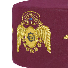 95th Degree Memphis Misraim French Regulation Regalia Set - Burgundy & Gold Hand Embroidery