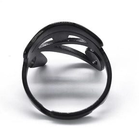 Ancient Egypt Ring - Egypt Eye of Horus Adjustable Stainless Steel Black Color - Bricks Masons