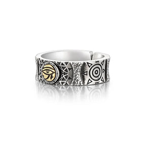 Ancient Egypt Ring - Pharaoh Guardian God Eye of Horus Opening Adjustable - Bricks Masons