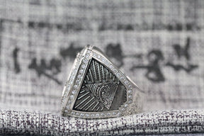 Master Mason Blue Lodge Ring - 18k Yellow Gold Face With Rhinestone - Bricks Masons
