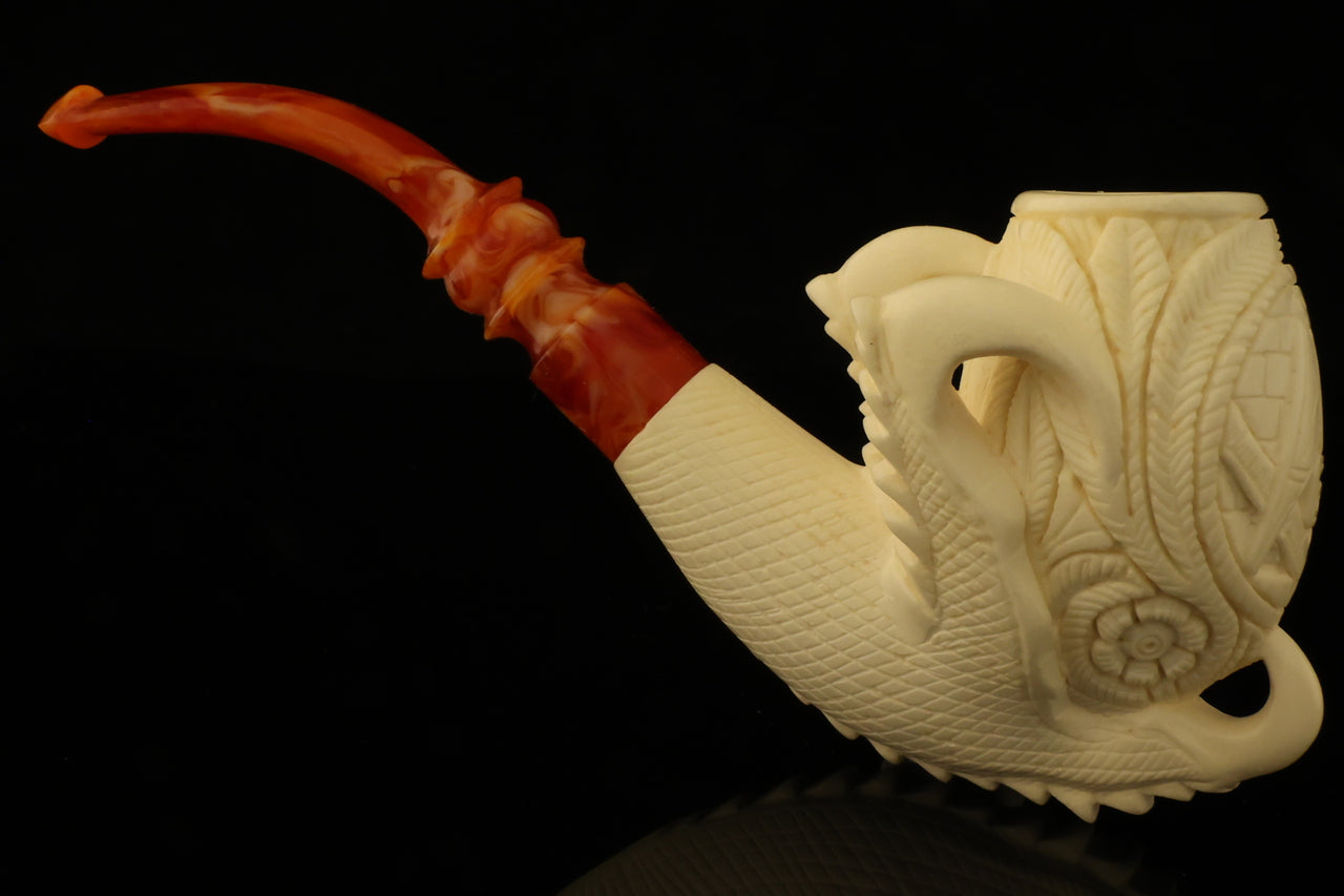 Master Mason Blue Lodge Meerschaum Pipe - Handcrafted Square and Compass G - Bricks Masons