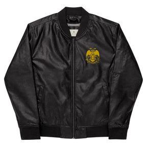 32nd Degree Scottish Rite Jacket - Wings Down Leather Golden Embroidery