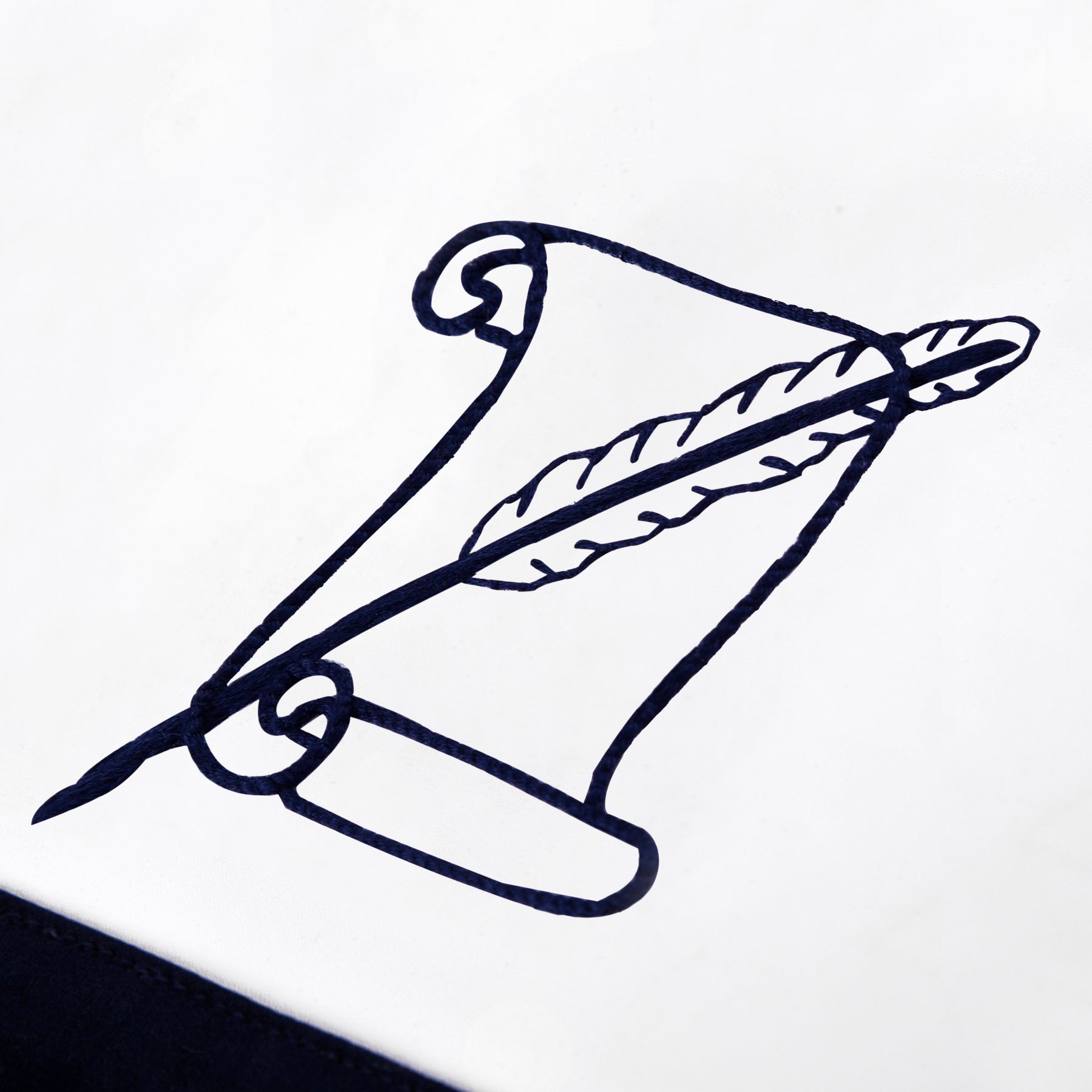 Historian Blue Lodge Officer Apron - Kenton Lodge Navy Velvet With Silver Embroidery Thread - Bricks Masons