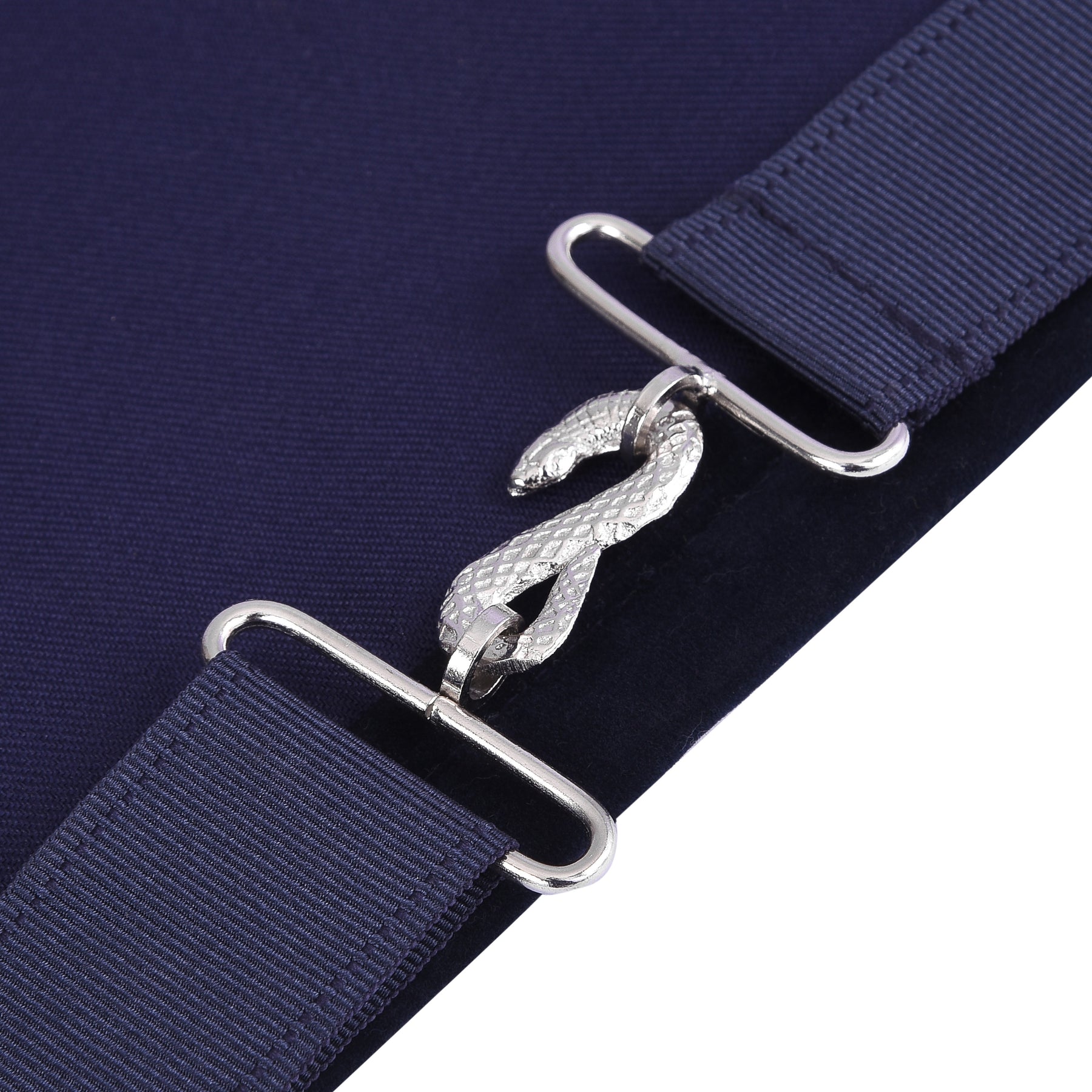 Historian Blue Lodge Officer Apron - Kenton Lodge Navy Velvet With Silver Embroidery Thread - Bricks Masons