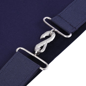 Historian Blue Lodge Officer Apron - Kenton Lodge Navy Velvet With Silver Embroidery Thread - Bricks Masons