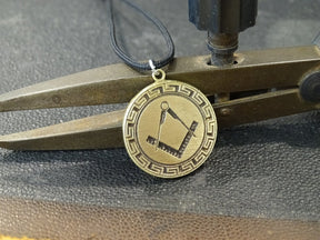 Master Mason Blue Lodge Necklace - Brass Circular Pendant - Bricks Masons