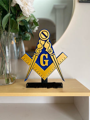 Master Mason Blue Lodge Desk Sign - Personalizable 11” 3D Freemasonry Masonic Crest - Bricks Masons