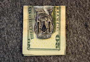 Master Mason Blue Lodge Money Clip - Silver & Blue Nickel Square & Compass G