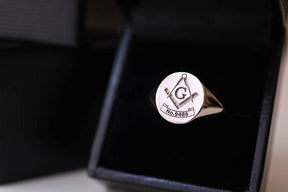 Master Mason Blue Lodge Ring - White Gold 10k Gold 14k