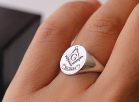 Master Mason Blue Lodge Ring - White Gold 10k Gold 14k