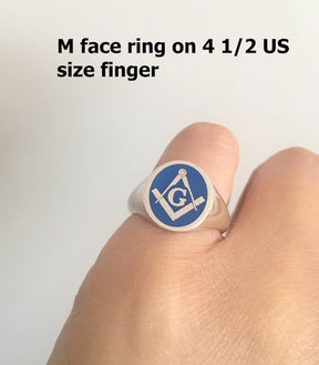 Master Mason Blue Lodge Ring - Silver & Blue Enamel