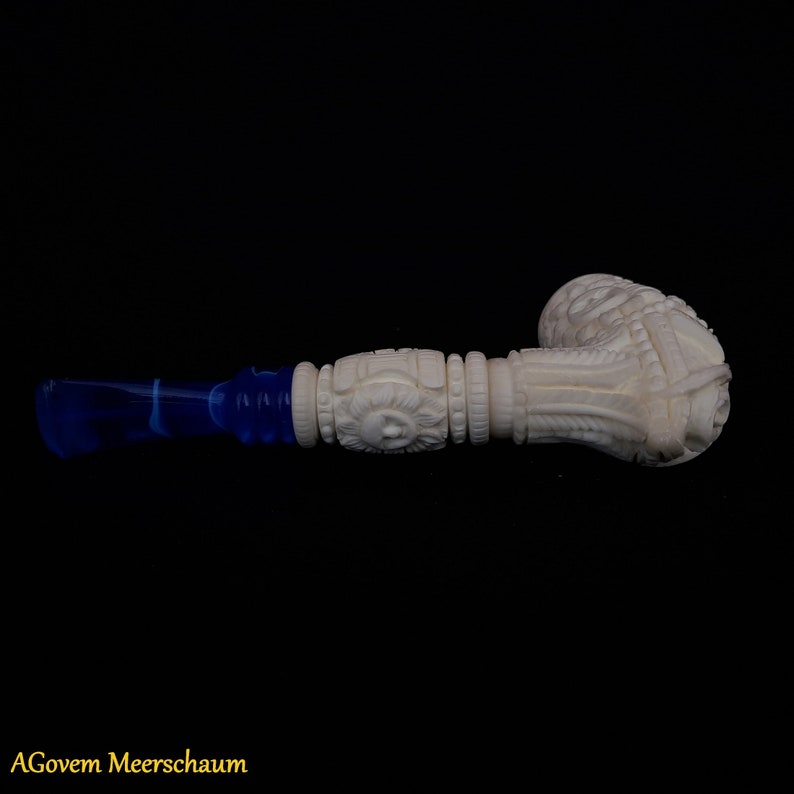 Master Mason Blue Lodge Meerschaum Pipe - Handmade with Fitter Case - Bricks Masons