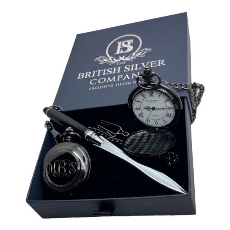 Master Mason Blue Lodge Pocket Watch - Chain in Gloss Black Custom Engraving - Bricks Masons